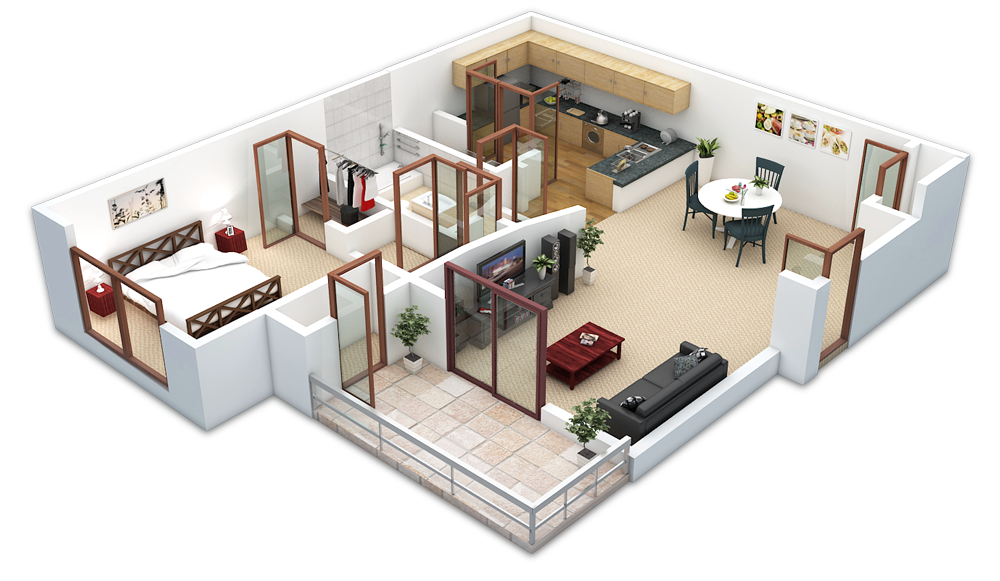 3D планировка квартиры в клубном доме Ривьера
